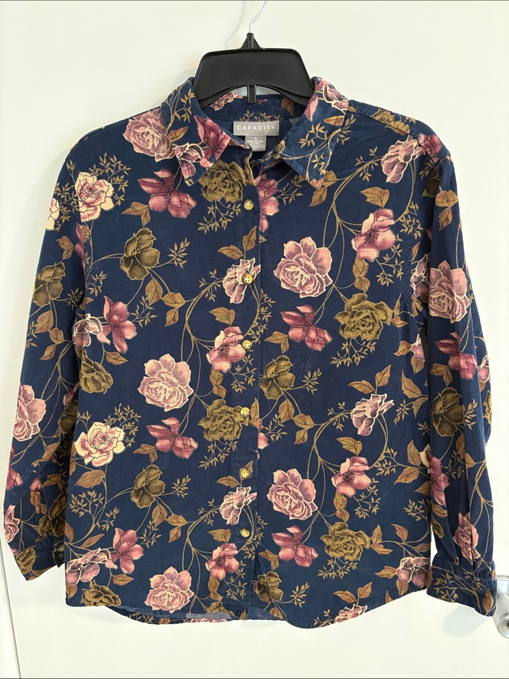 Vintage 90’s Capacity Button Up Floral Corduroy Top
